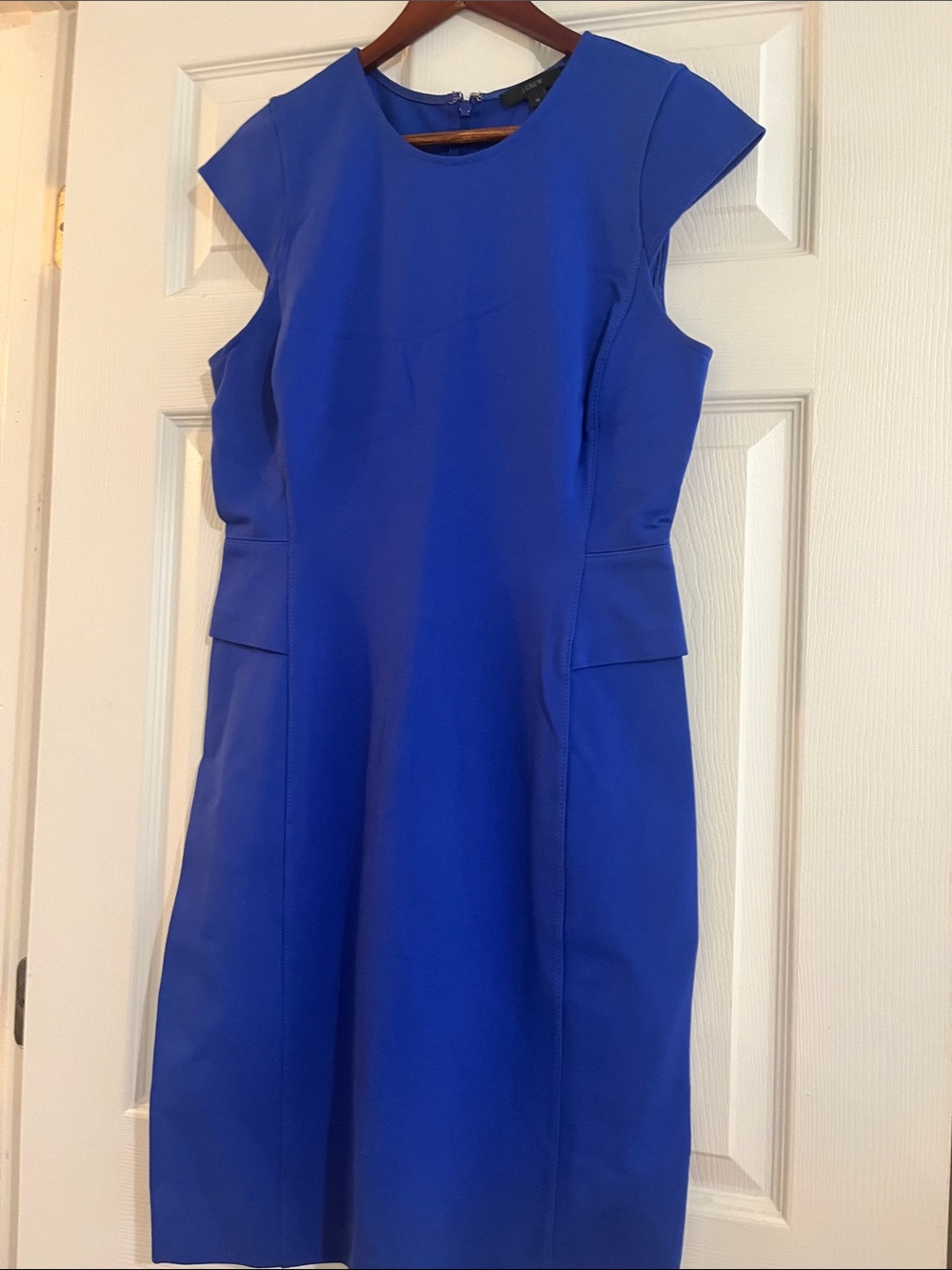 J. Crew Cobalt Blue Cap-Sleeve Midi Sheath Dress